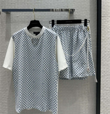 louis vuitton LV checkerboard print short-sleeved suit