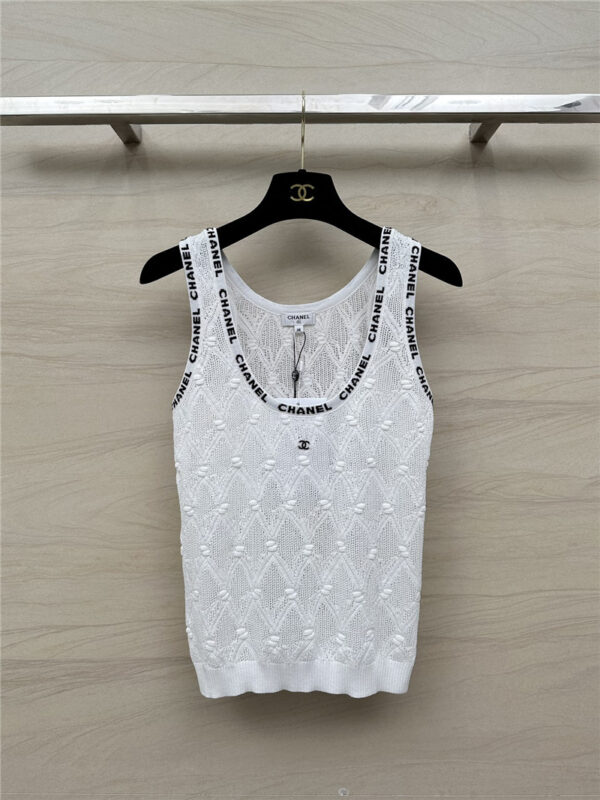 CHANEL hollow hook knitted vest top