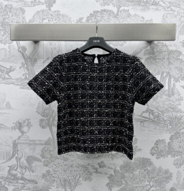 dior cannage pattern short sleeve knitted