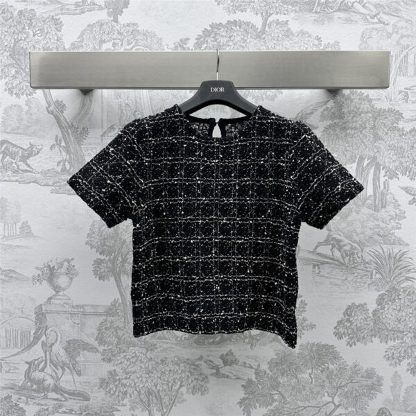 dior cannage pattern short sleeve knitted