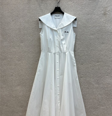 miumiu shawl collar button-down sleeveless dress