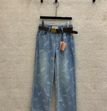 miumiu belted straight jeans