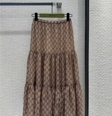 gucci checkerboard GG print mid-length skirt