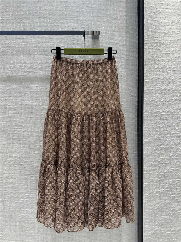 gucci checkerboard GG print mid-length skirt