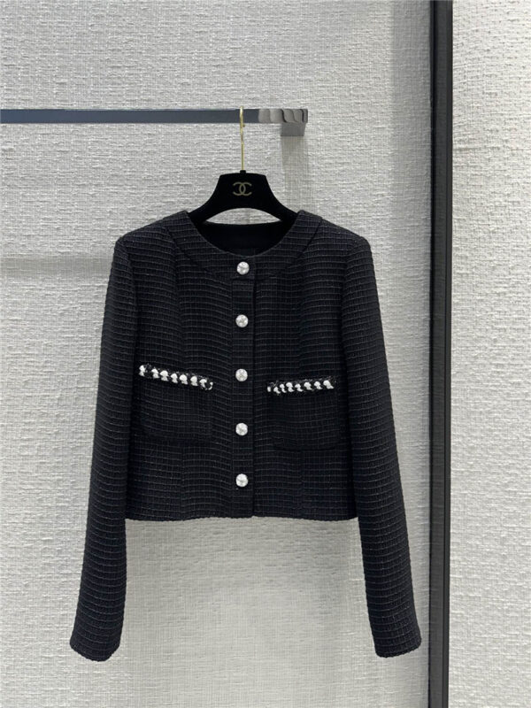 chanel classic black short coat