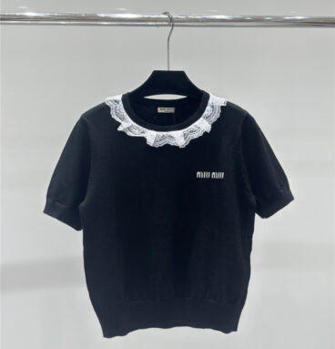 miumiu round neck knitted short sleeve replicas clothes
