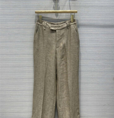 BC gold silk cotton and linen straight suit pants replica clothes