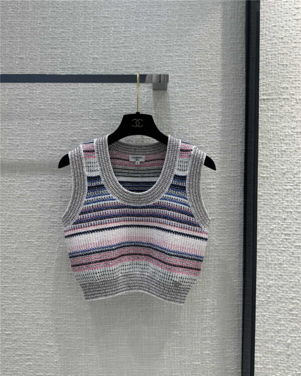 chanel colorful striped knitted vest replica d&g clothing