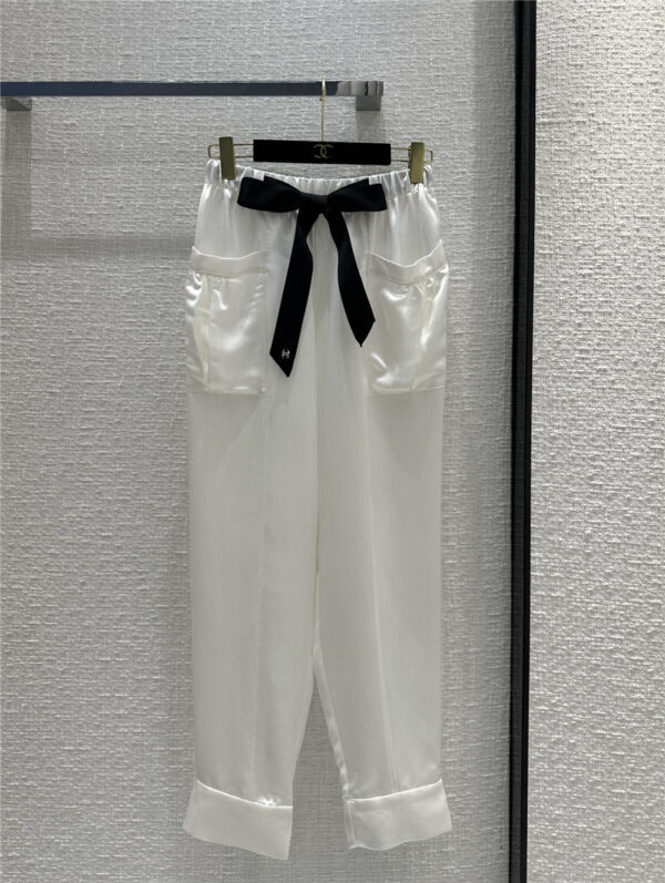 chanel bow tie large pocket casual pants replica clothes