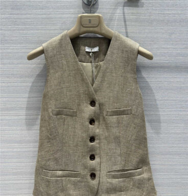 BC gold silk cotton and linen suit vest replica clothes
