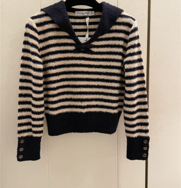 dior navy collar striped knit top replica d&g clothing