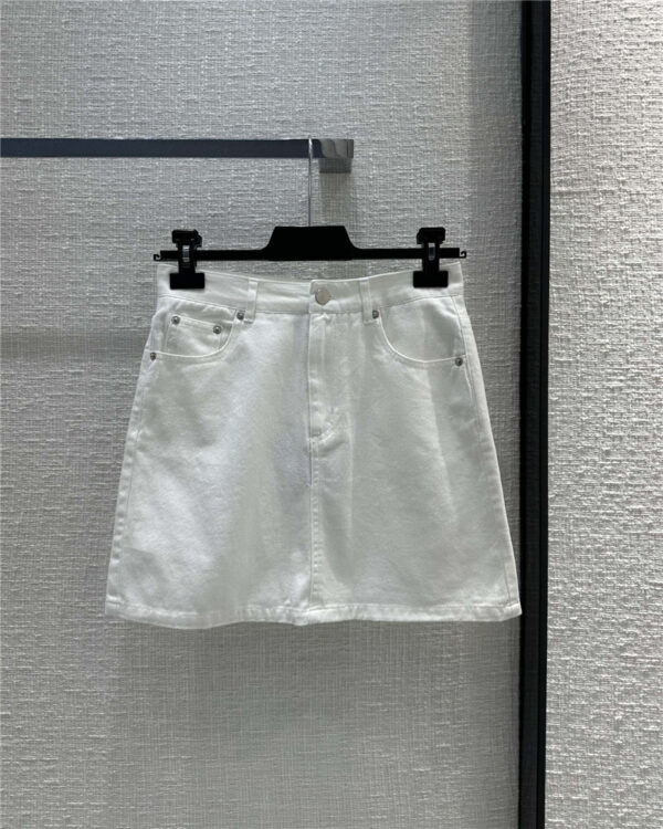 prada white series denim skirt cheap replica designer clothes