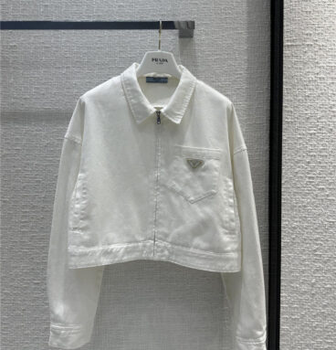 prada denim zippered cropped jacket replica clothing sites