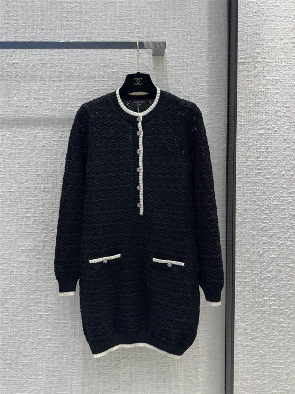 chanel knitted long sleeve dress replicas clothes