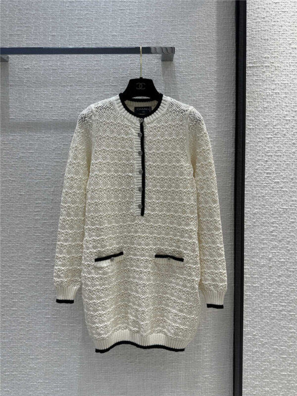 chanel knitted long sleeve dress replicas clothes