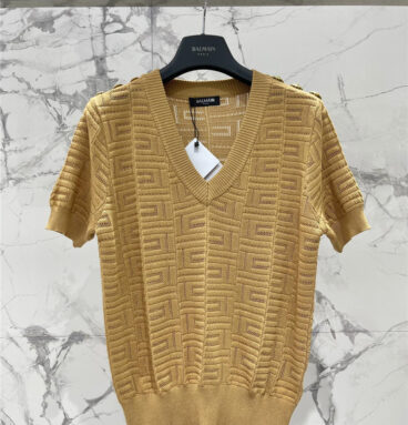 Balmain V-neck knitted short-sleeved replica d&g clothing