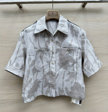 BC leaf silhouette printed linen shirt replica clothing