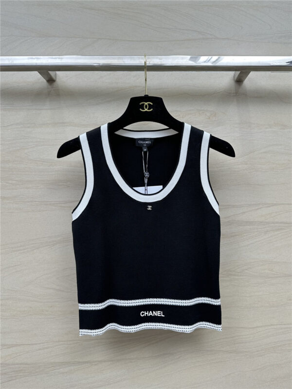 chanel contrast knitted vest top replica clothing