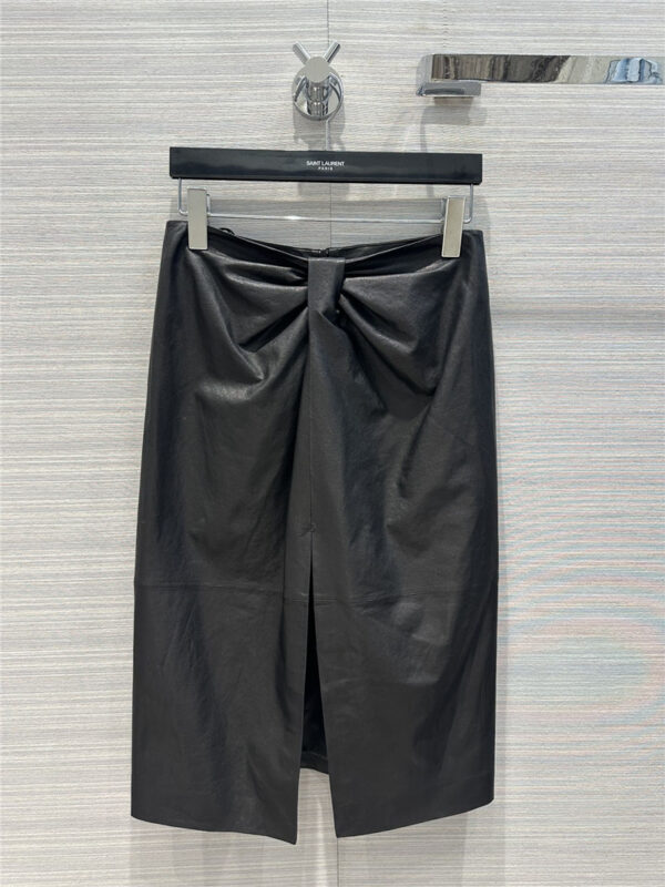 YSL lambskin slim fit hip-covering slit long skirt replica clothing