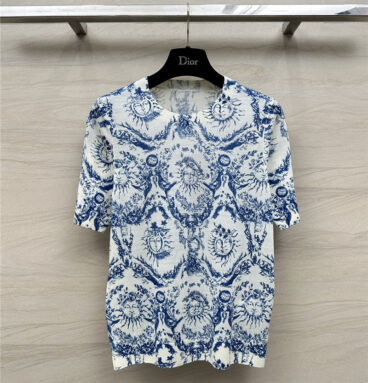 dior printed knitted short-sleeved top replica clothing