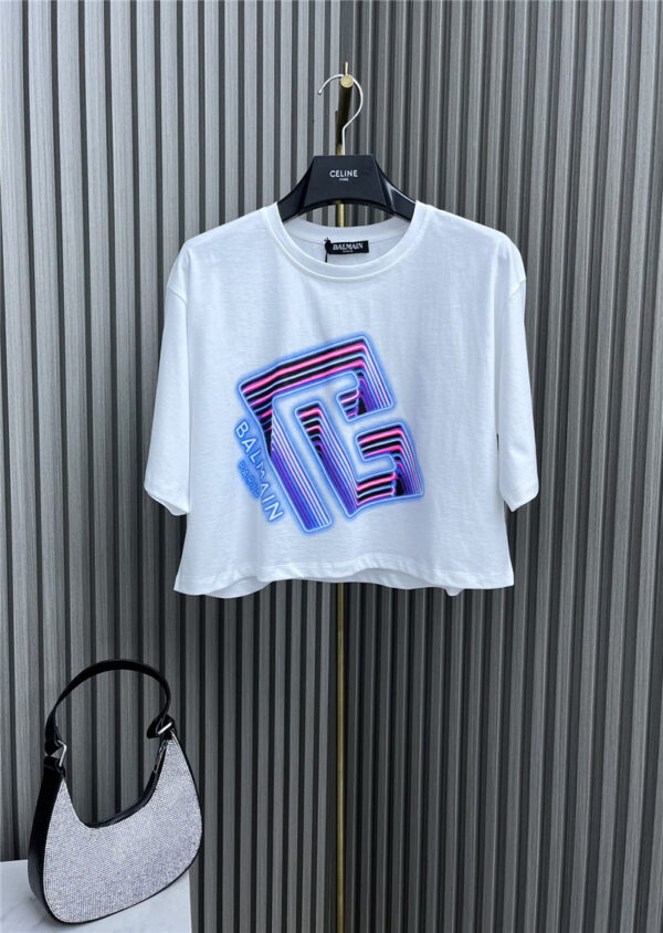Balmain short colorful printed T-shirt replica designer clothes