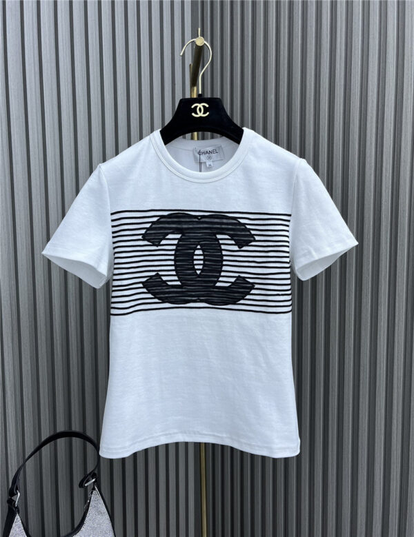 chanel double C striped T-shirt replica clothes