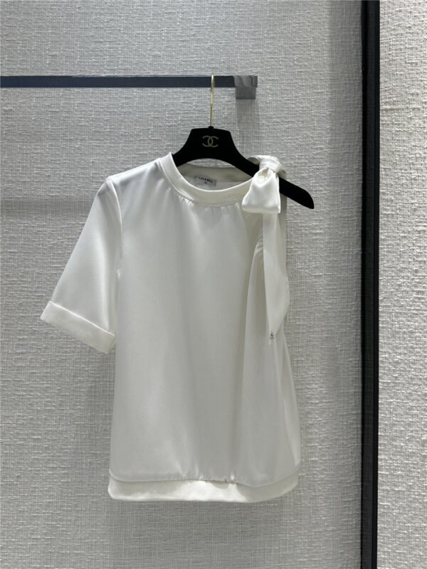 chanel lace-up round neck one-sleeved top replica clothing sites