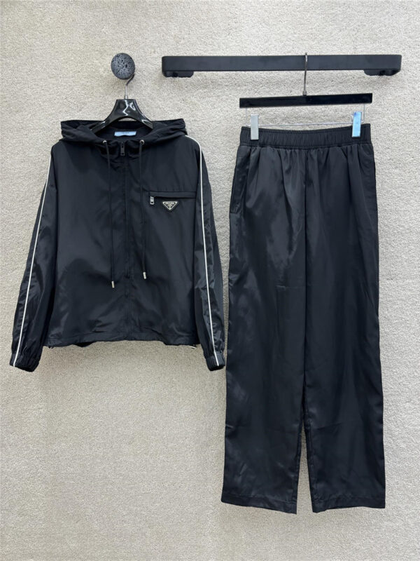 prada hooded zipper jacket + straight pants suit replicas clothes