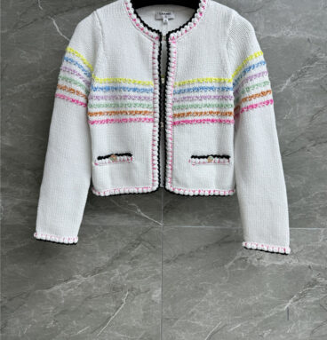 chanel colorful striped diamond button cardigan replica d&g clothing
