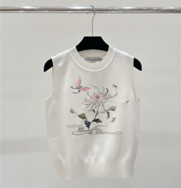 dior flower butterfly embroidered knitted vest replica clothing