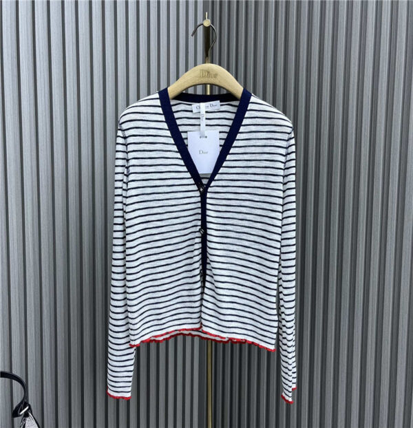 dior striped knitted cardigan cheap replica designer clothes
