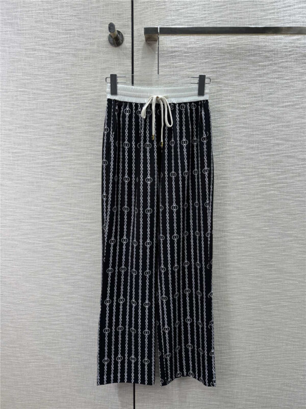 gucci chain pattern casual wide leg pants replica clothes