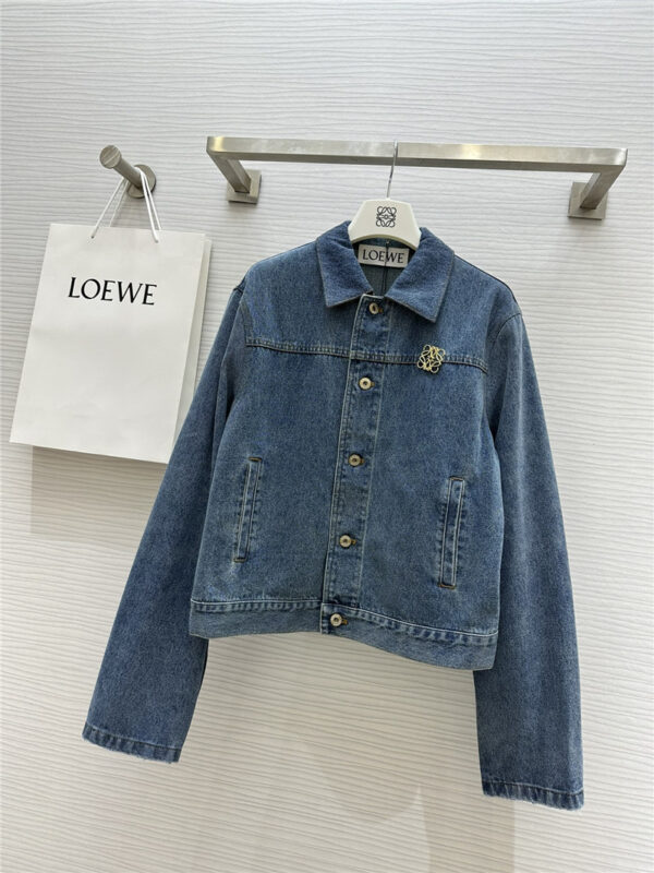 loewe logo badge denim jacket replicas clothes