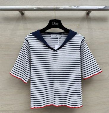 dior navy collared knitted top replica clothes