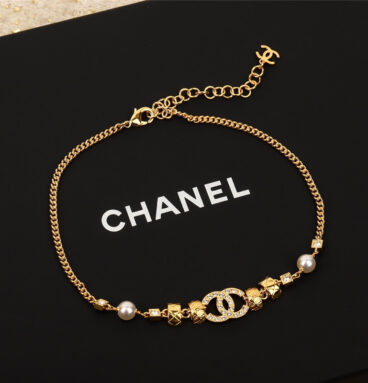chanel diamond pearl choker necklace