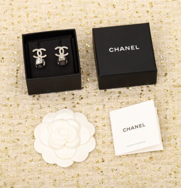 chanel diamond double c earrings