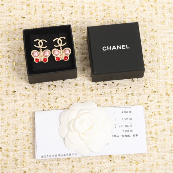 chanel butterfly double C earrings