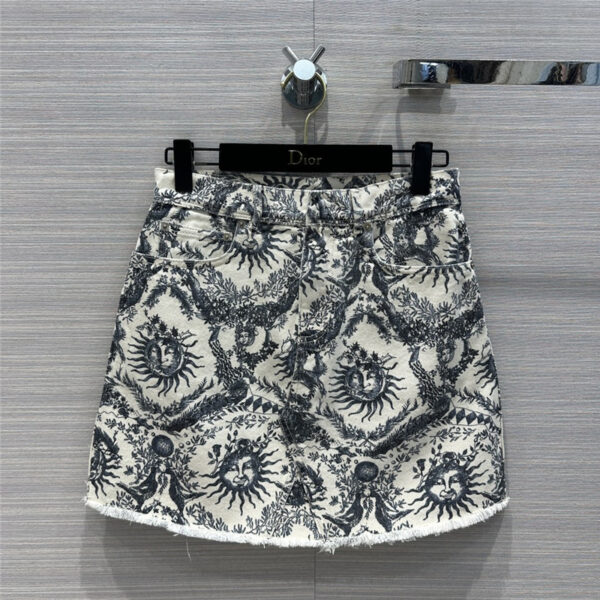 dior mid-high waist denim skirt replica d&g clothing