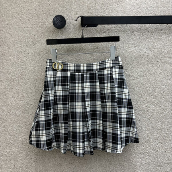 dior high waist plaid pleated skirt cheap replica designer clothes