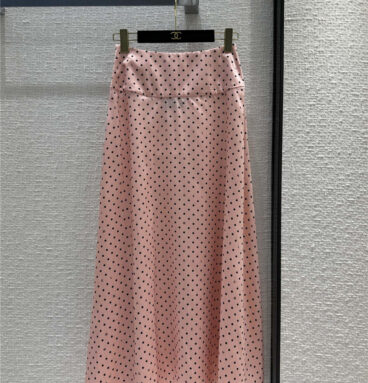chanel pink polka dot logo print skirt replica clothing sites