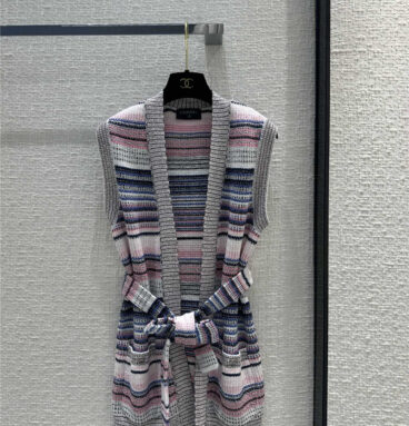 chanel colorful striped knitted vest cardigan replicas clothes