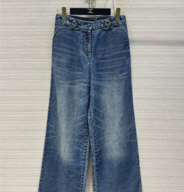 chanel denim blue denim straight pants replica d&g clothing