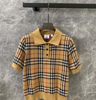 Burberry checked wool knit polo shirt replica clothing sites