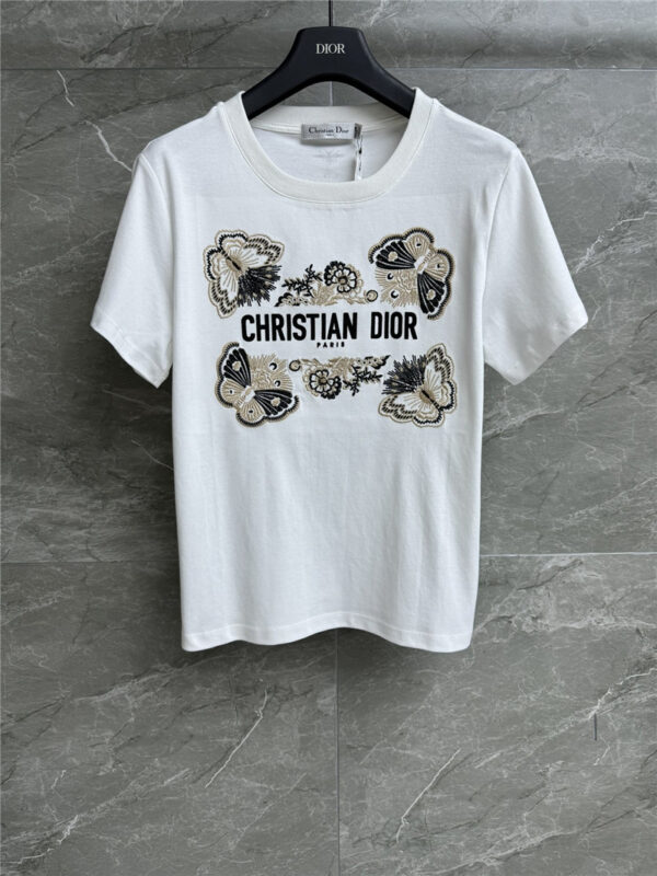 dior butterfly embroidered T-shirt replica clothing sites