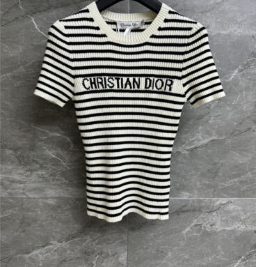 dior striped knitted short sleeve replicas clothes