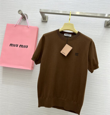 miumiu small logo knitted short sleeve replica clothing sites