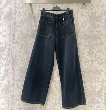 dior dark blue wide leg jeans replica d&g clothing