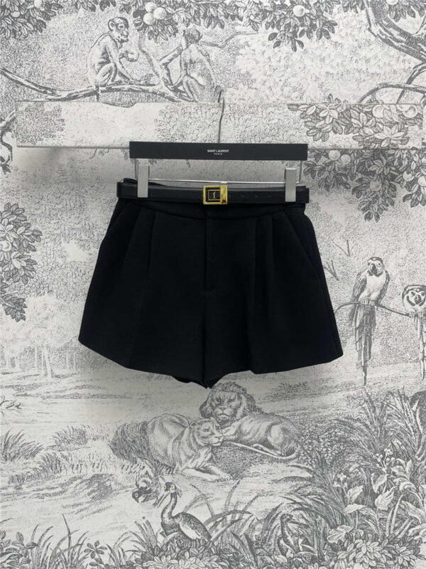 YSL metallic logo belt shorts replica designer clothing websites