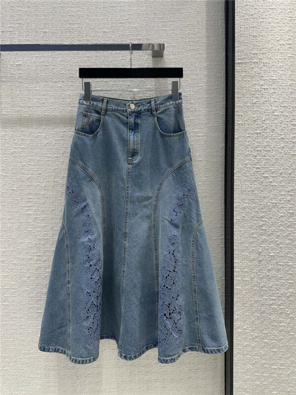 Chloé hollow embroidered denim skirt replica d&g clothing