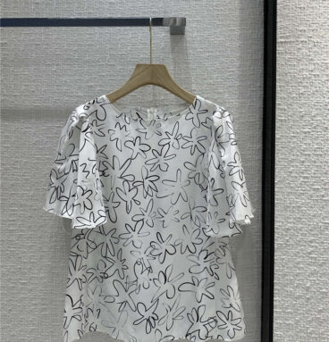 Chloé elegant floral graffiti print silk shirt replica clothing sites